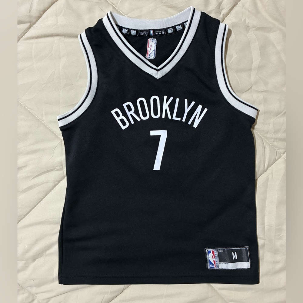 NBA Brooklyn Black and White Kids M Jersey Durant #7